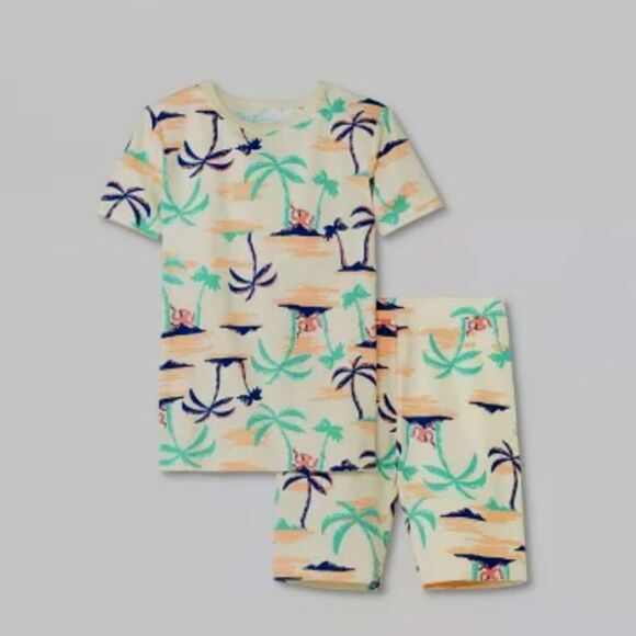 NWT Boys' 2pc Island Palm 100% Cotton Snug Fit Pajama Set - Cat & Jack™ - Picture 1 of 4